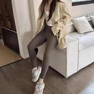 Spring and Autumn no embarrassment line shark Barbie pants women's outer wear thin high waist belly contracting hip lifting leggings