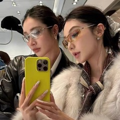 ミレニアムインスタイルハイエンドフレームレスy2kキャットアイサングラス女性ガールピンクヨーロッパとアメリカ2025新しいホットガールサングラス