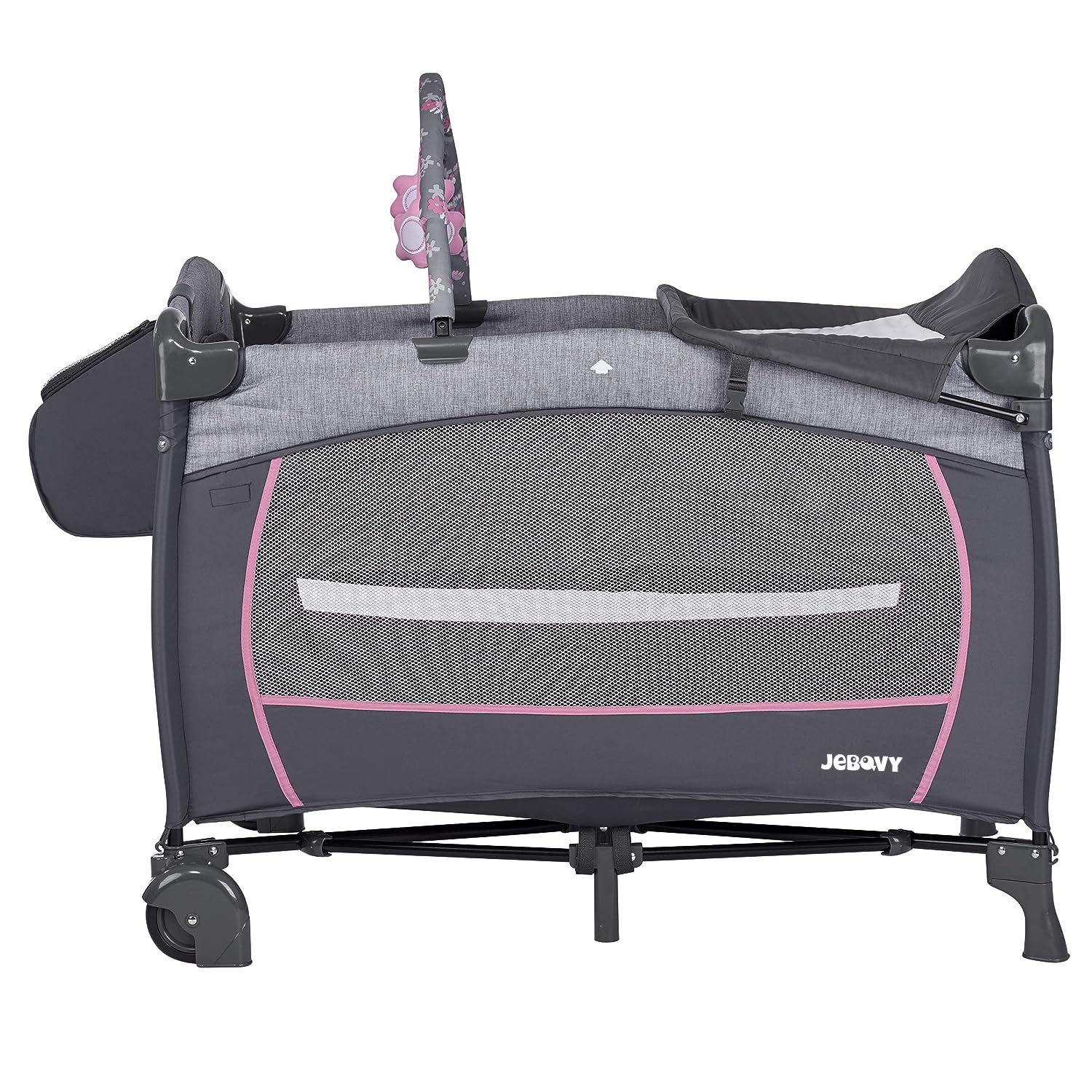 Cama plegable para bebés, mesa de pañales para bebés recién nacidos, cama de juego para bebés con cama grande plegable y multifuncional