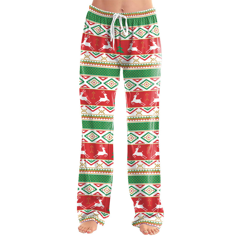 2025 Autumn and Winter Cross-Border European and American New Christmas Eve Christmas 3D Digital Printing Couple Pants Pants Sweatpants