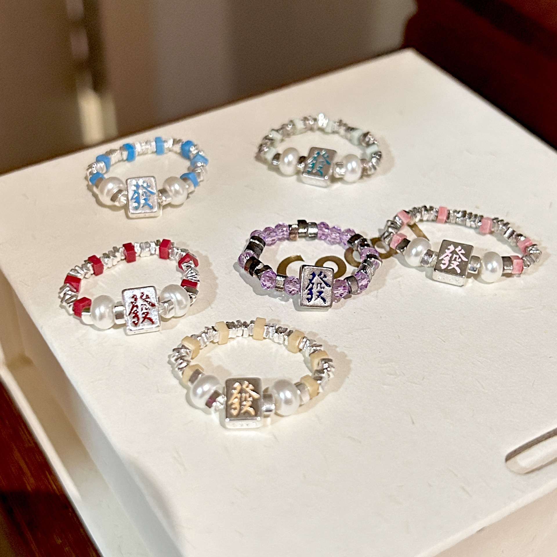 Anillo mahjong de plata de ley 925 con circonitas para mujer_voghion.com