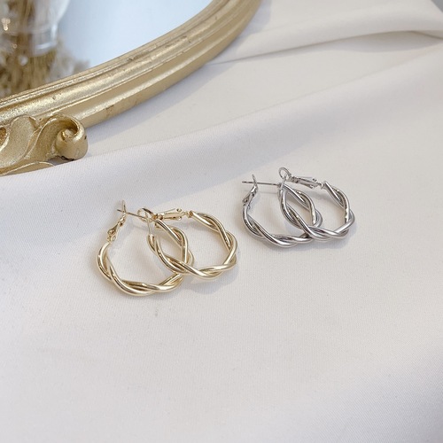 Twist hoop earrings, temperament, high-end, Internet celebrity earrings, female personality,  new cool style Internet celebrity earrings