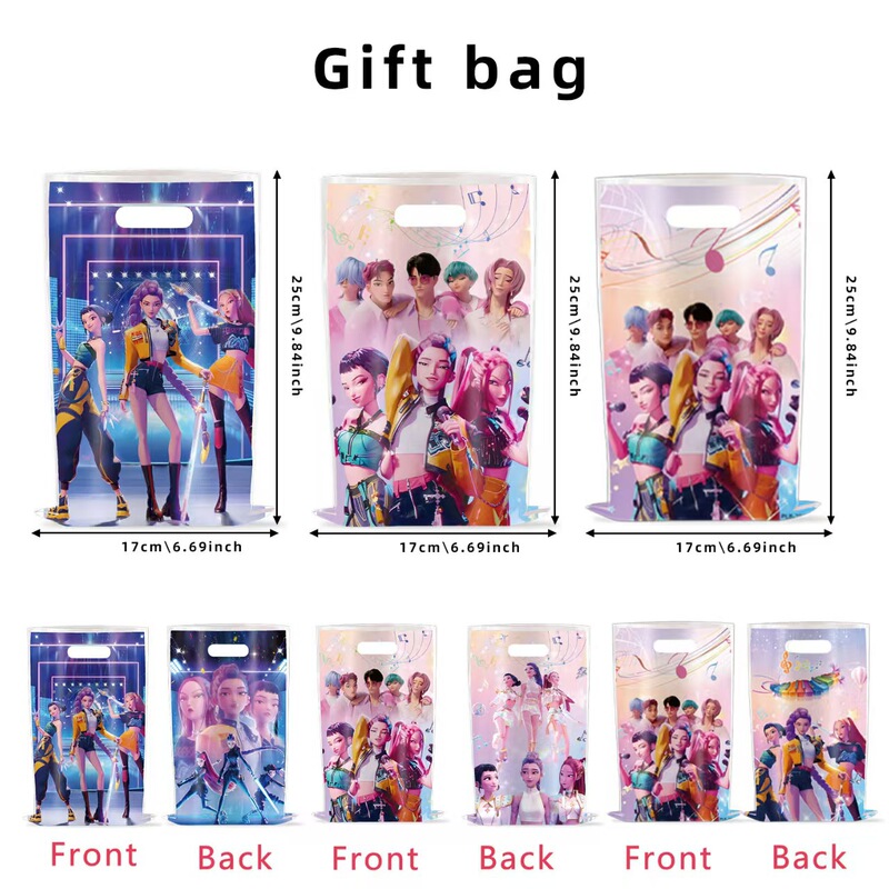 Popular K-Pop Demon Slayer Girl Group Theme Birthday Party Gift Bag Candy Bag Snack Bag Anime Lucky Bag Cartoon