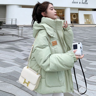 Women's 2024 Oversized Short Cotton Jacket Autumn and Winter Thick Hooded Warm Coat Trendy Light Warm