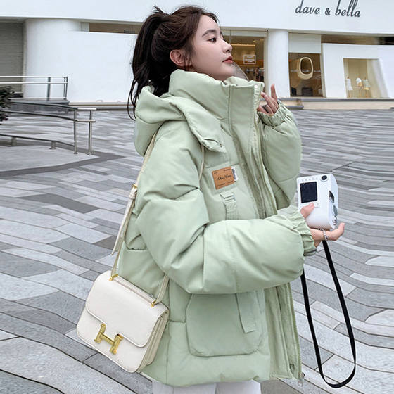 Cotton-padded jacket women's 2024 new oversize bread clothing short cotton-padded coat autumn and winter coat thickened hooded cotton-padded jacket tide