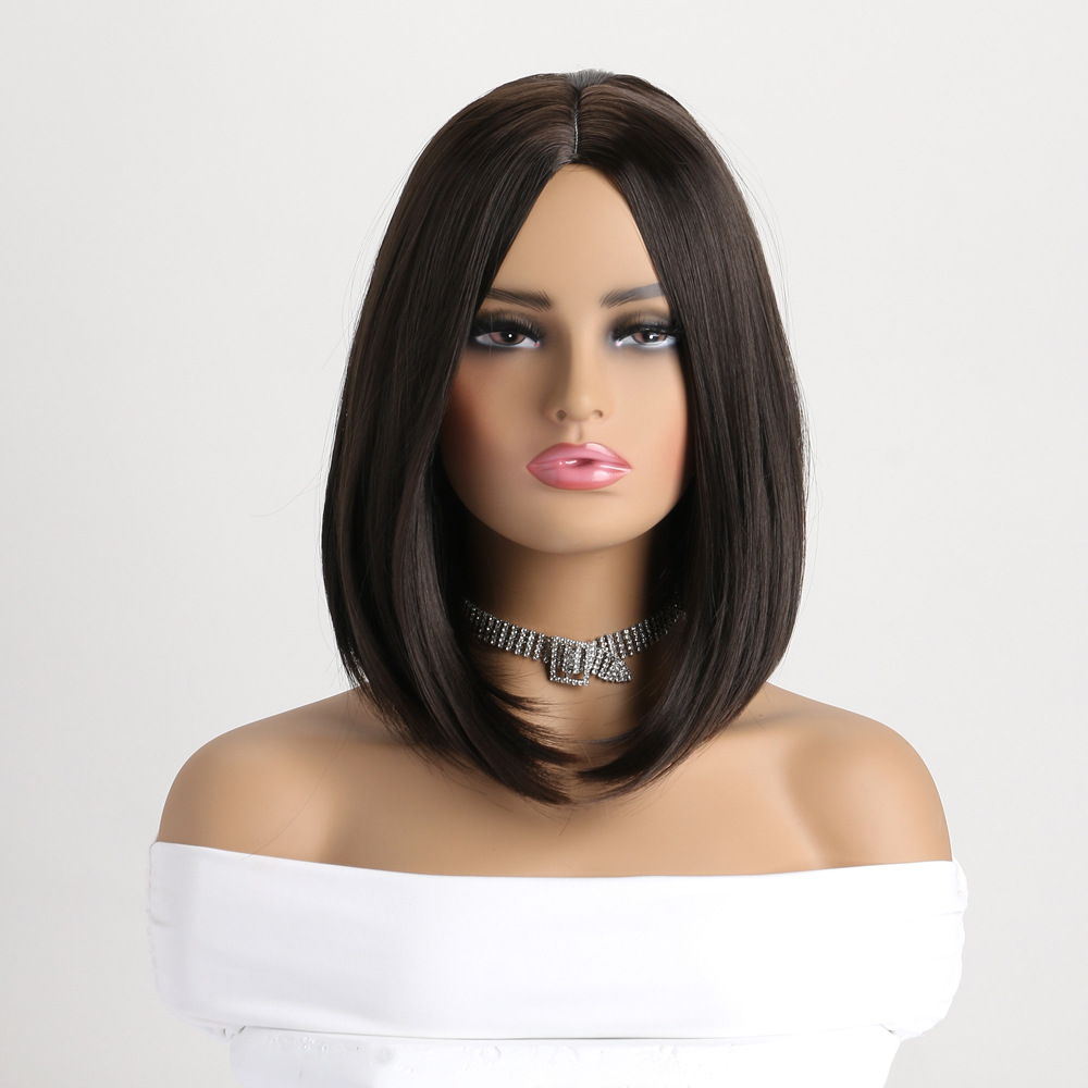 Women's Sweet Light Brown Wine Red Street High Temperature Wire Centre Parting Straight Hair Wig Net display picture 3