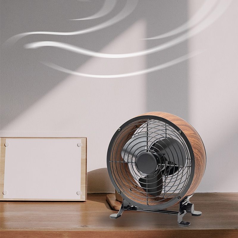 Sunko 5inch Wood Grain Mini Portable Fan for Camping, Car, Home, Desktop, Office, Usb, Small Usb, High Airflow