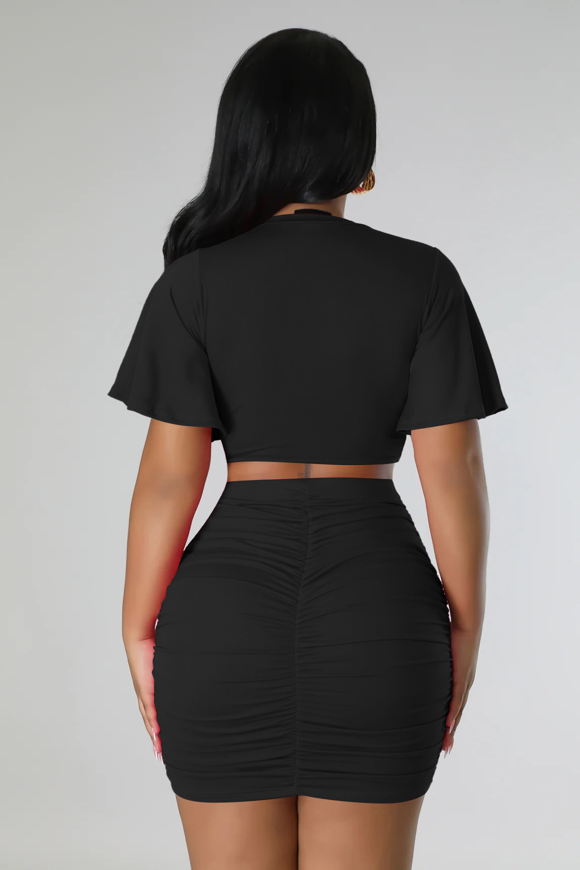 Women Sexy Suit Short Top With Hip Skirt Two Piece Set