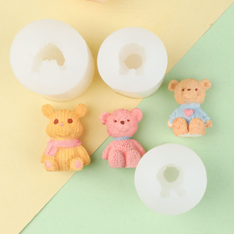 3D oso aromaterapia yeso vela fragancia piedra hecha a mano epoxi silicona molde DIY decoración epoxi