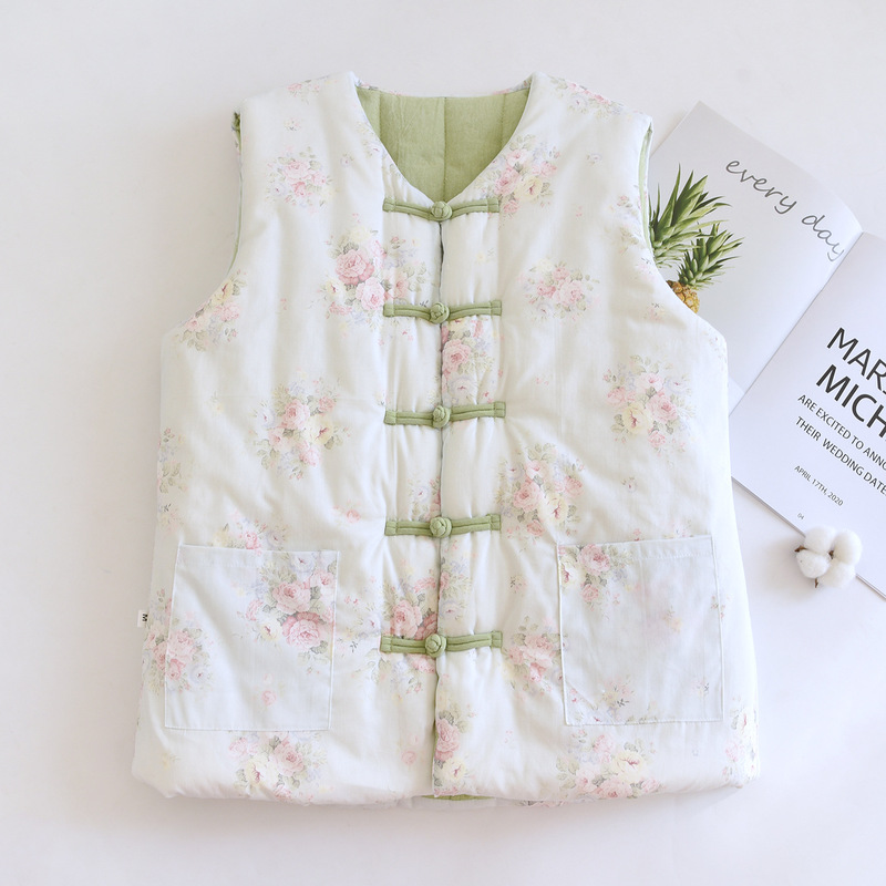 Vest 2020 Autumn/Winter Thin Cotton Chinese Style Vest for Women, Retro Chinese Style Slim Fit Artistic Vest