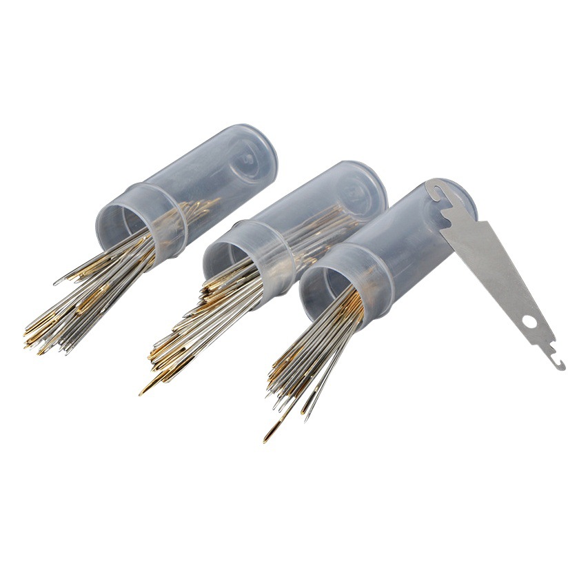 Aguja de punto de cruz de 30 piezas aguja de cola de oro aguja contundente aguja de bordado herramienta de aguja de punto de cruz