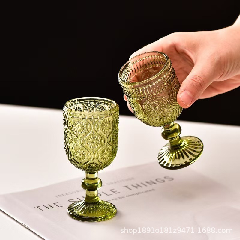 Nuevo retrógrado tallado alto taza de agua taza de vino taza de bebida creativa elegante casa hotel café utensilios de vino