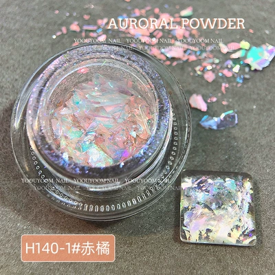 Japanese style new net red nail art moonlight opal powder aurora cloud brocade powder glitter sequins nail stickers decorations wholesale (Dırnaq bəzəkləri) - h140-1-red-orange