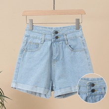 新款女超高腰牛仔短裤女2025春夏季韩版宽松显瘦学生a字热裤子潮