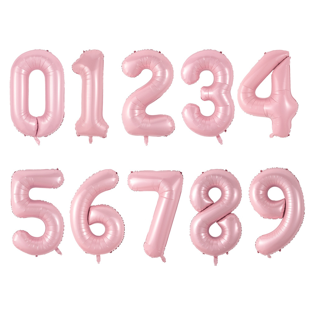 跨境40寸珠光粉數字鋁膜氣球 兒童生日周歲派對房間裝飾氣球批發