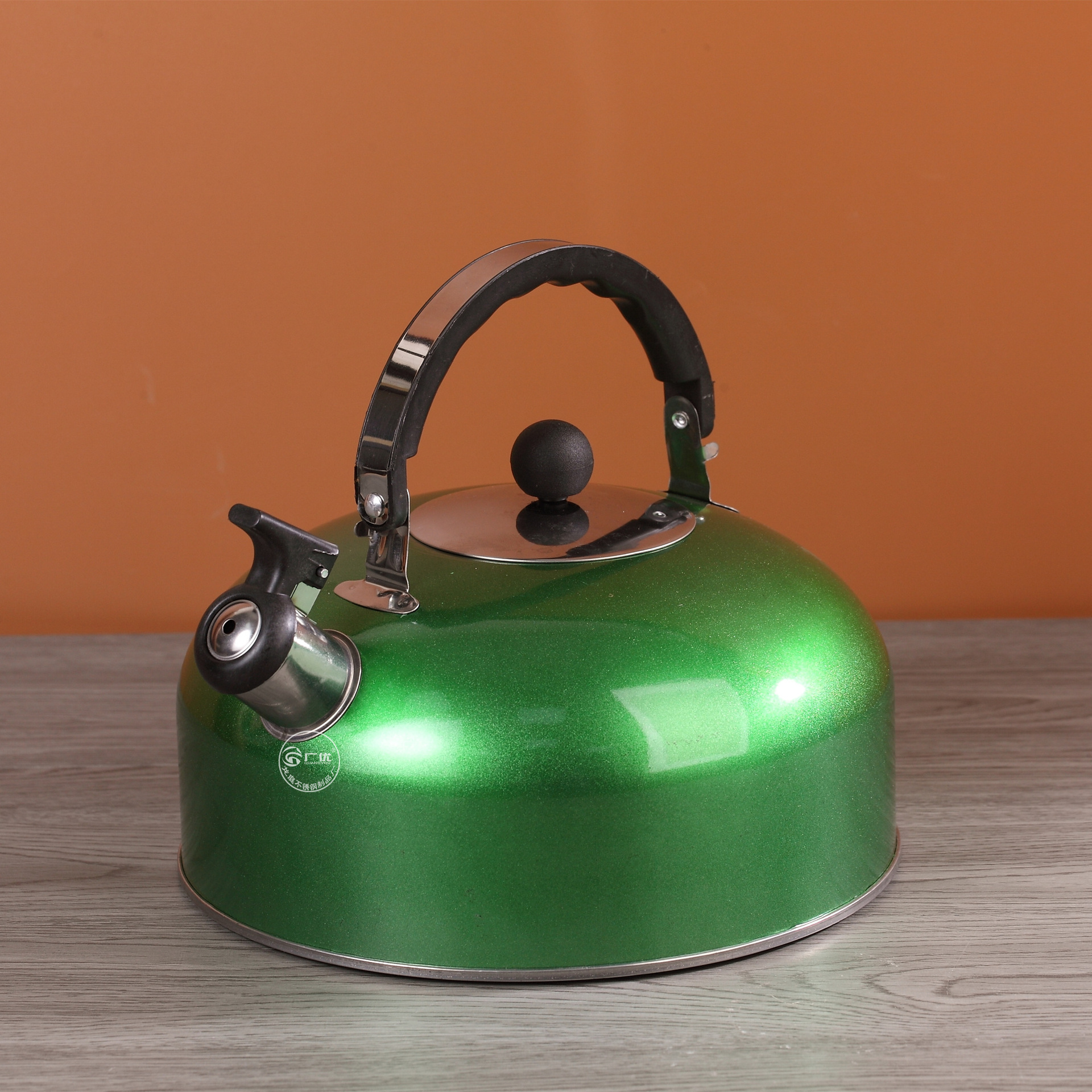 Olla plana de acero inoxidable mango de baquelita engrosada hervidor de agua de fondo plano de sonido hemisferio tetera de gas disponible