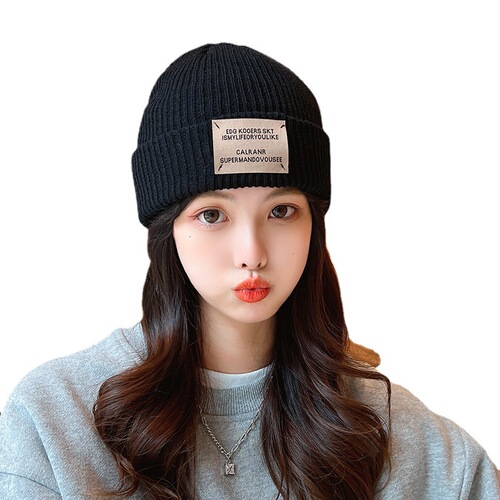 Hats Trendy Retro Patchwork Couple Knitted Hat Women's Autumn and Winter Big Headband Warm Korean Style Ins Earflap Knit Cap 
