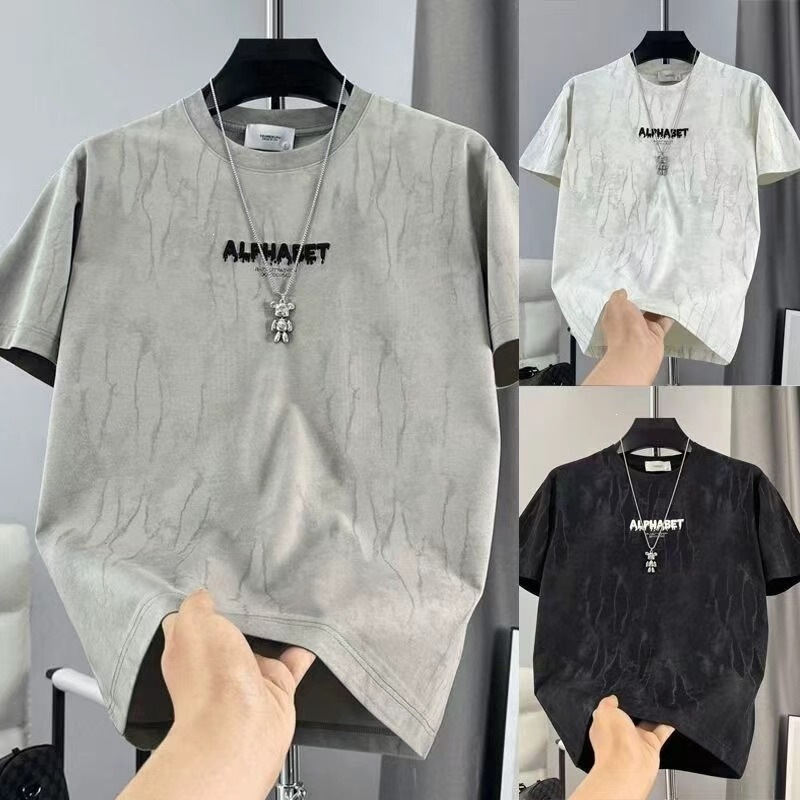 2026 Summer New Tie-Dye Trendy Casual Versatile Short-Sleeve Men's Patchwork T-Shirt Men's Short-Sleeve Tee