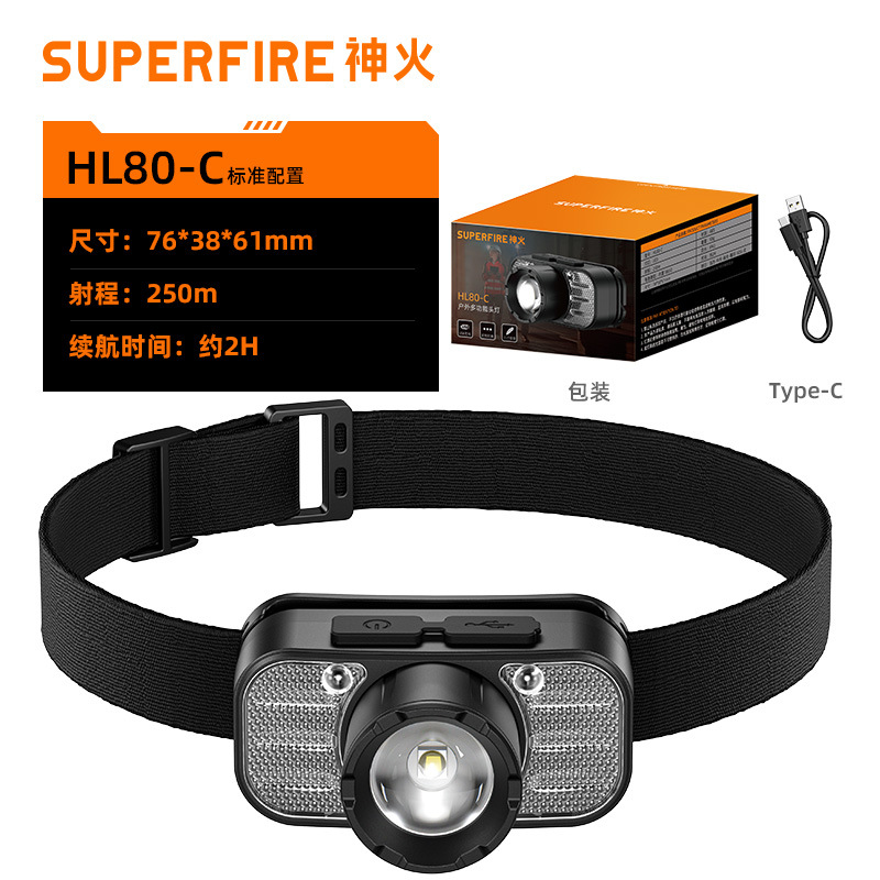 Lámpara de inducción de fuego personalizada luz intensa nocturna pescador especial de carga super brillante rojo y blanco doble fuente de luz iluminación montada en la cabeza