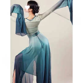 演出服古典舞男新款青绿身纱衣女渐变变色水袖舞蹈批发包邮包邮