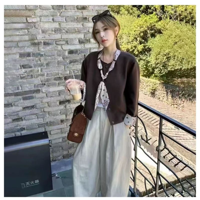 法式复古丝巾短款外套女2025秋款时尚百搭显瘦洋气上衣新中式外套|undefined