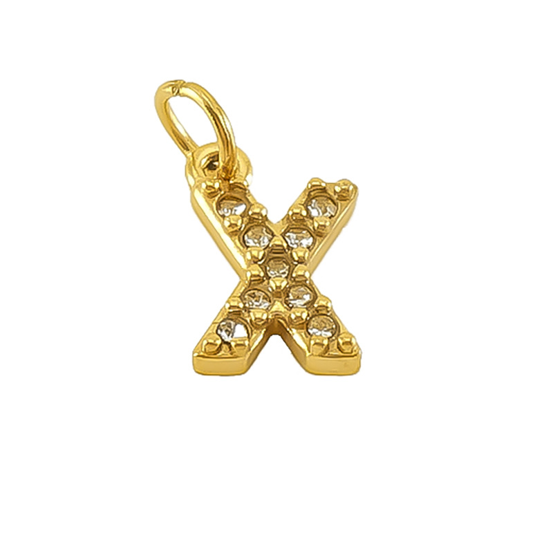 Nueva moda europea y americana de acero inoxidable con incrustaciones de diamantes 26 letras inglesas colgantes accesorios femeninos Advanced Advanced Mini letras joyas