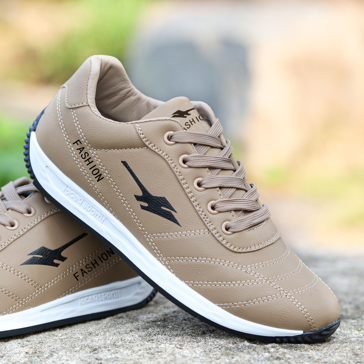 Cross-Border Autumn Pu Men's Casual Sneakers 2025 New Lace-Up Flat Heel Round-Toe Shoes Men's Soft-Soled Sports Shoes