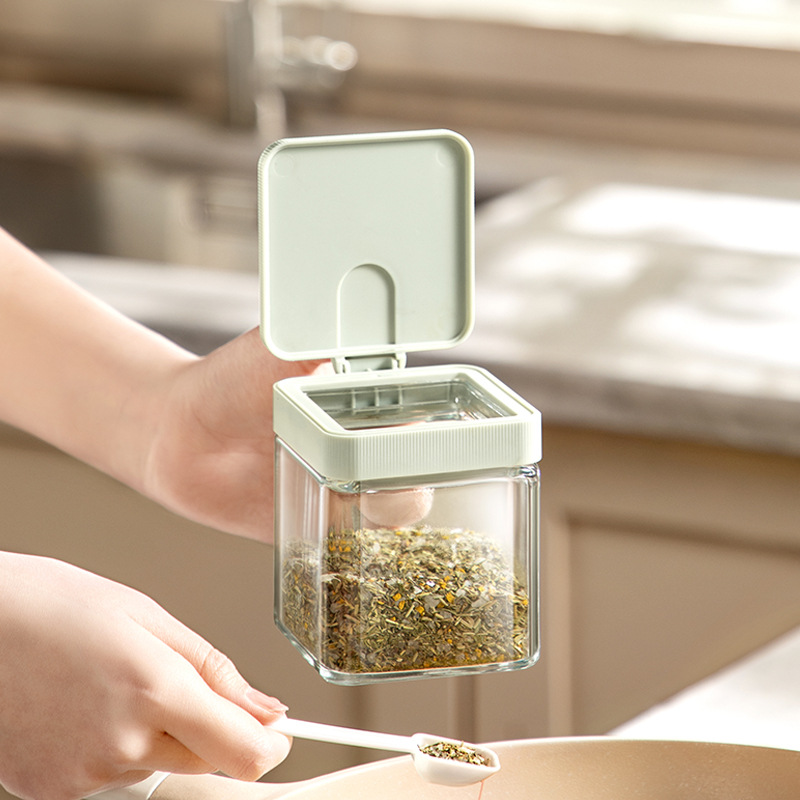 [Hedou] condimento tarro de sal tarro de condimento de plástico botella combinación traje a prueba de humedad sellado caja de almacenamiento frasco de condimento de vidrio