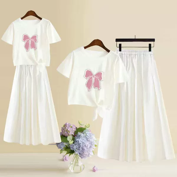 White top + white skirt [Pink Butterfly]