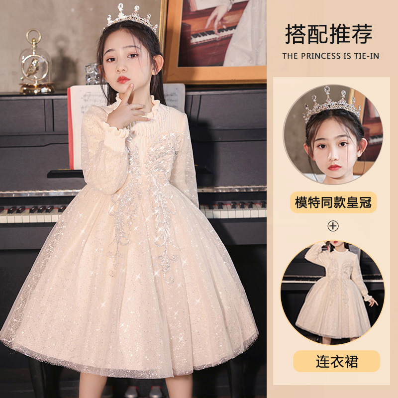 Niña invierno nuevo vestido de lana vestido de princesa vestido de niña vestido de boda de cumpleaños