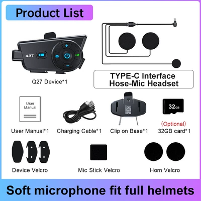 Q27 Driving Recorder Helmet Bluetooth Headset Intercom Waterproof High-Definition Shooting Integrated Motorcycle Helmet Headset (Motorcycle Helmet Headset) - q27-soft-mark