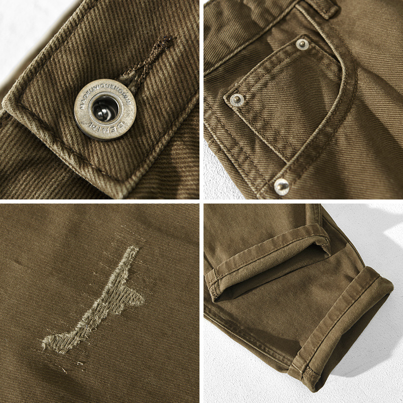 1060 Herren Retro Washed Jeans Einteiler für Haarersatz_voghion.com