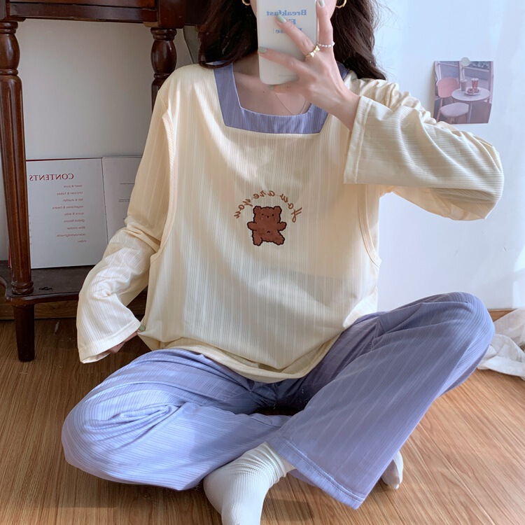 Special offer postpartum confinement clothing spring and autumn lactation pregnant women pajamas women spring and summer thin maternity home clothing set