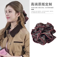 四层格纹头花大肠发圈女轻奢高级感网红头绳低马尾丸子头发绳发饰
