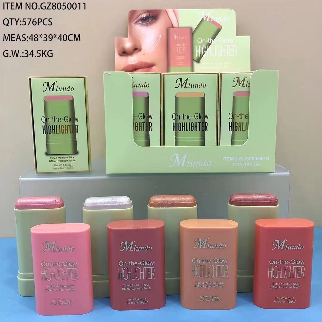 Crema de rubor tridimensional Mlundo, brillo natural facial, reparación, crema de rubor de aplicación de colorete sedoso natural