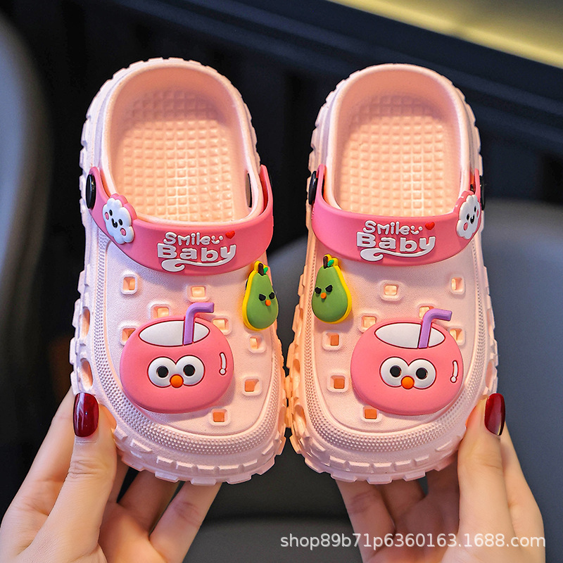 Children's Slippers for Summer, Non-Slip, Breathable, Thick-Soled, Closed-Toe, Beach Sandals for Babies, New Style for Girls