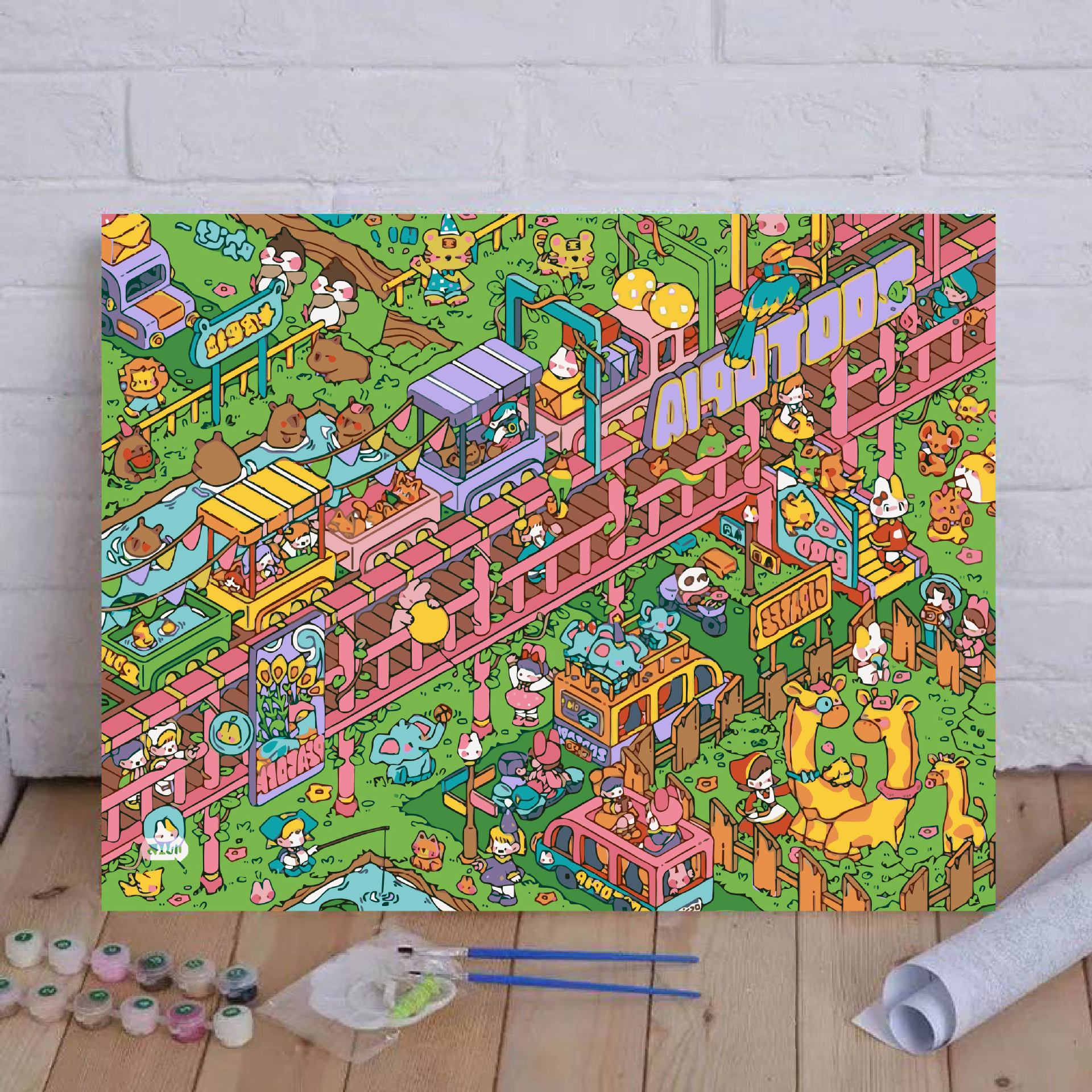 Diy pintura al óleo digital Leek Fragrance Town serie de colección de autenticidad encantadora pintura decorativa de relleno de mano cálida