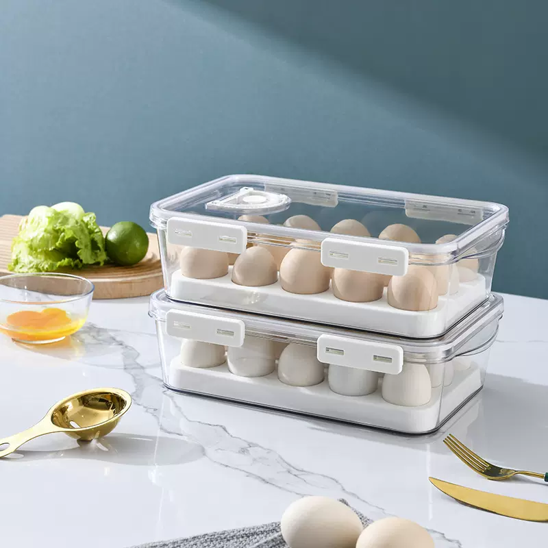 鸡蛋收纳盒24格鸡蛋拖计时器密封家用厨房食品级保鲜冰箱收纳盒