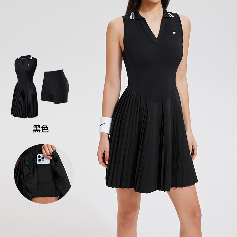 Vestido deportivo Falda de tenis antidesgaste para mujer Desnudo transpirable Running Fitness Ropa de yoga Falda corta Ropa deportiva informal