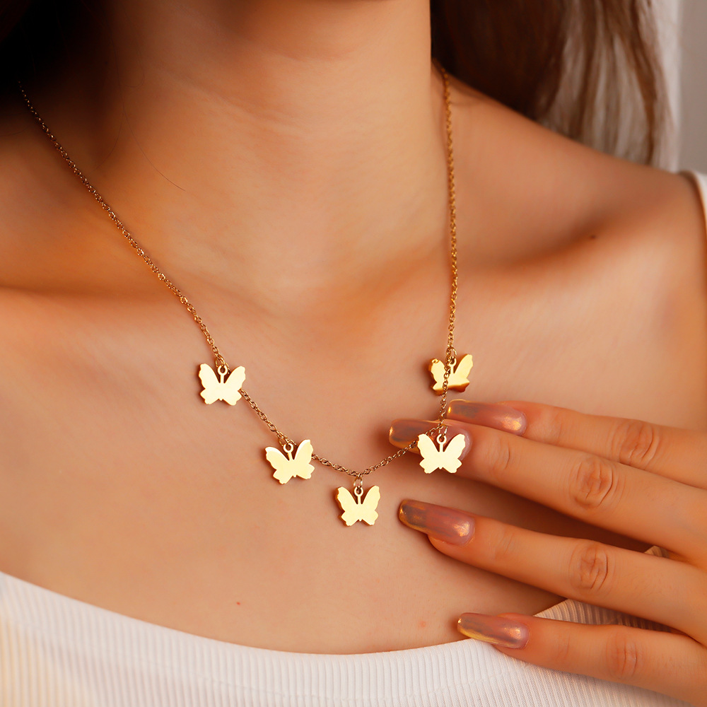 Stainless Steel Elegant Simple Style Butterfly Plating Necklace display picture 5