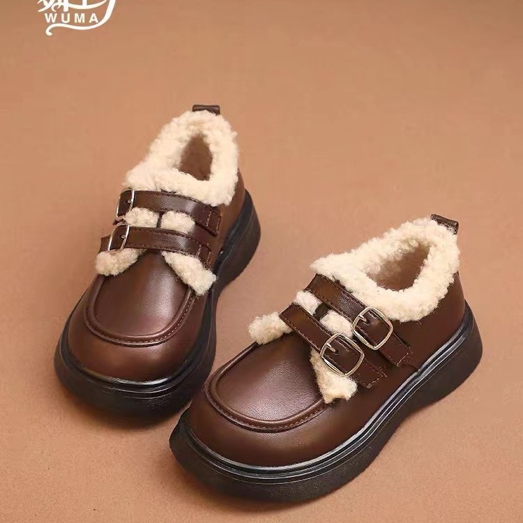 女童鞋儿童真皮小皮鞋2022新款冬季女宝宝二棉鞋加绒中大童棉皮鞋