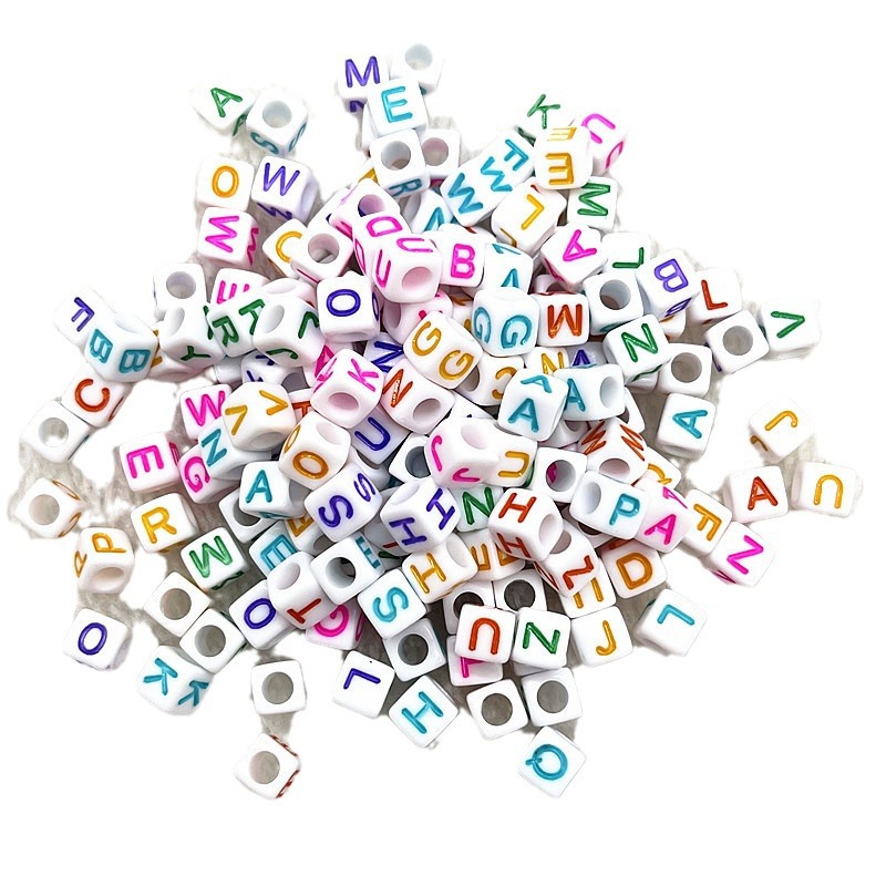 6mmアクリル散珠カラー英語滴油アルファベットビーズDIYアクセサリー子供早教ビーズ