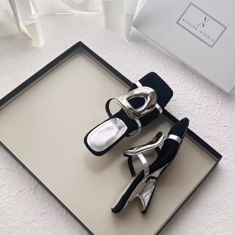 2024 Summer Soft Leather Version French Style Beautiful Sandals and Slippers for Women Outer Wear High-end Fashion High-heeled Shoes for Women 2024 Summer Soft Leather Version French Style Beautiful Sandals and Slippers for Women Outer Wear High-end Fashion High-heeled Shoes for Women