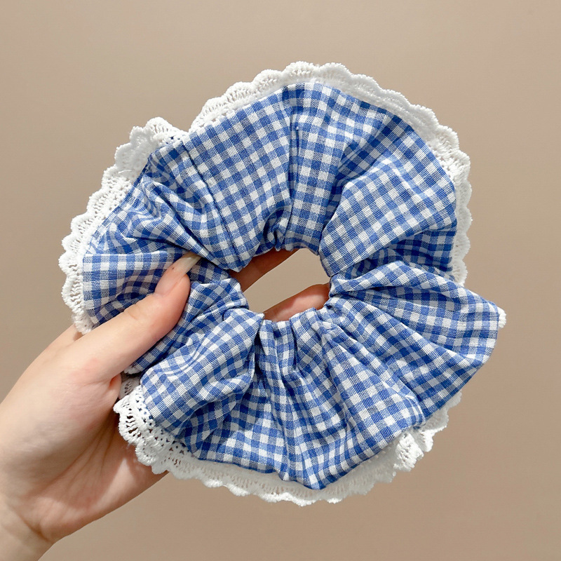 Lazo para el cabello de intestino grueso rayado coreano para mujer, sensación de alto nivel, cuerda para el cabello de cola de caballo, banda de goma para la cabeza para niñas, cuerda para la cabeza de gran tamaño, accesorios para el cabello de flores para la cabeza