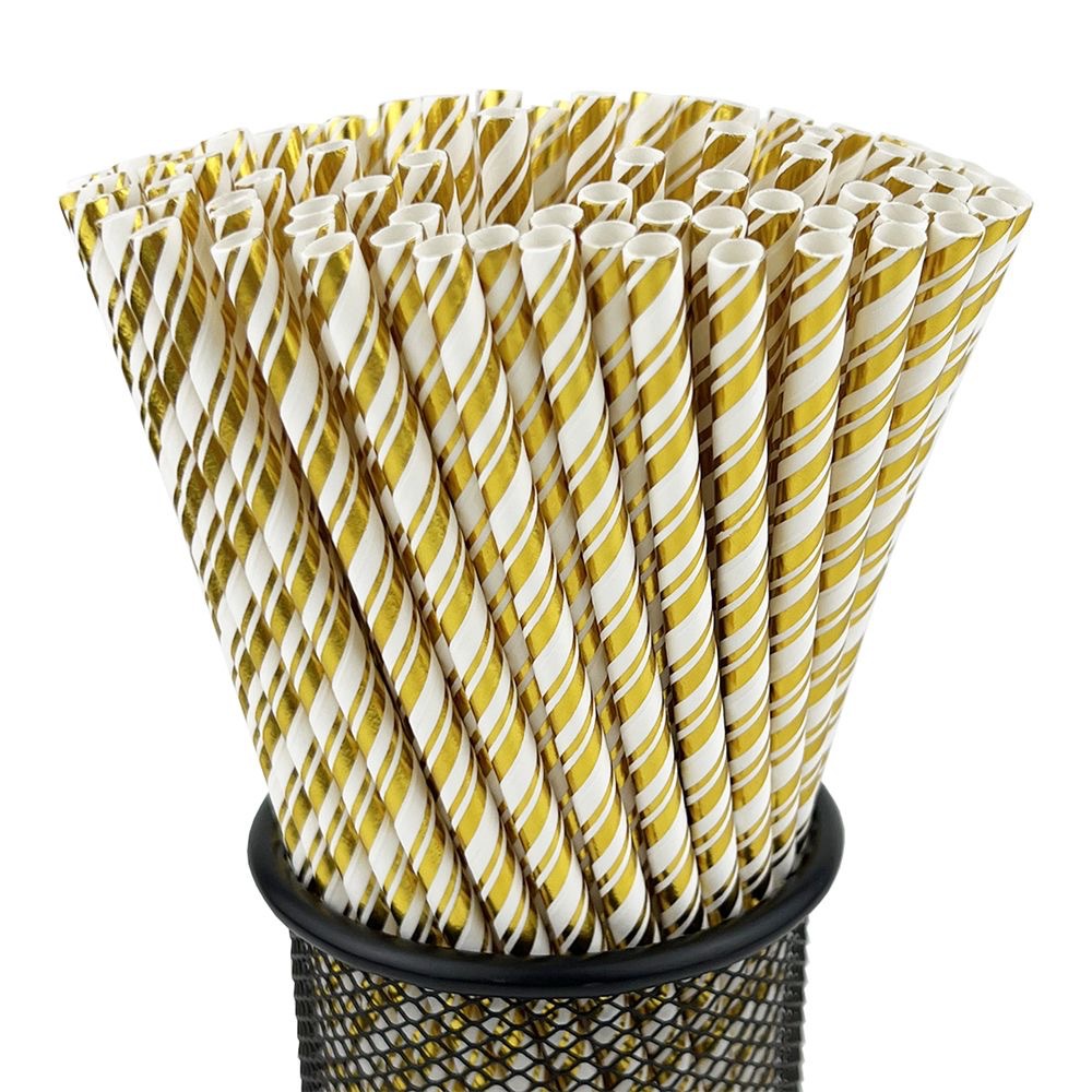 Un gran número de en stock paja de papel desechable al por mayor paja de papel degradable bronceado paja a rayas transfronteriza Amazon