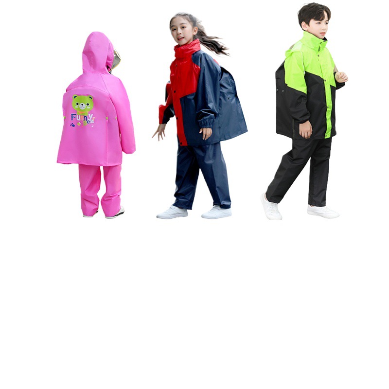 7M 큰 어린이 비옷 세트 옥스포드 천 학생 비 바지 분할 몸 남녀 어린이 두꺼운 SCHOOLBAG