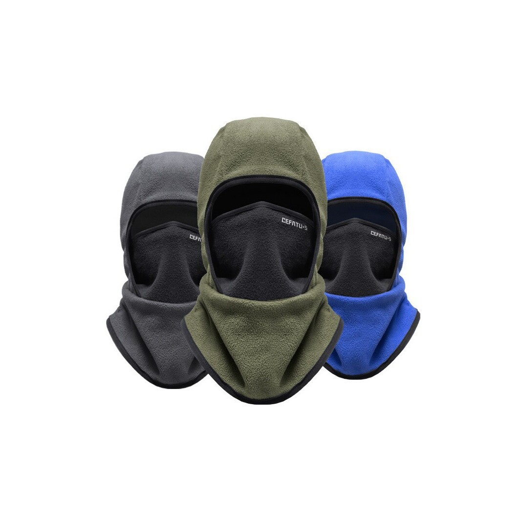 Winter warm cycling face mask for men and women, outdoor windproof and cold-proof face and neck protector, integrated fleece hood, thickened
