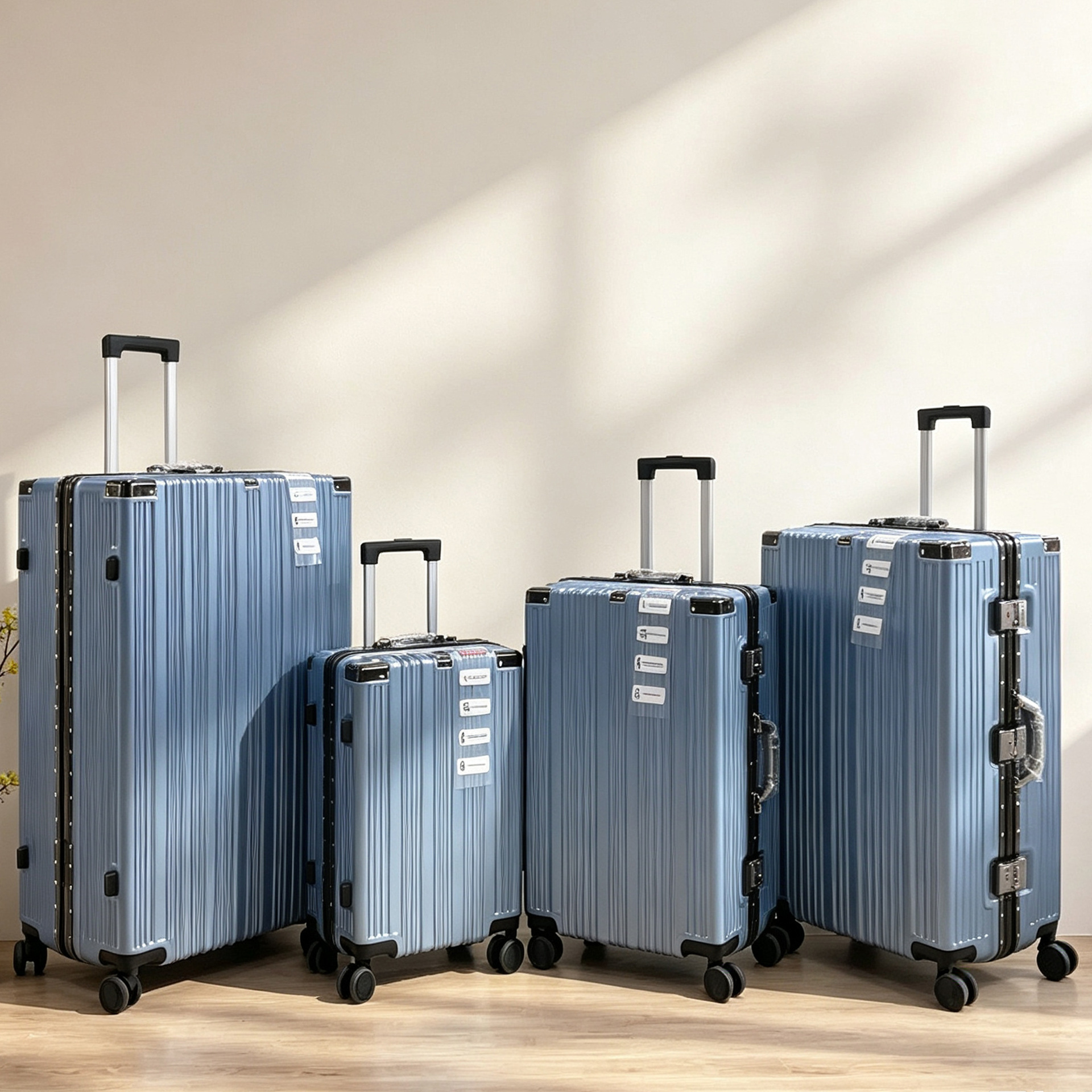Factory direct stock of sturdy and durable aluminum frame trolley cases, 20/24/28/32 inch, solid color, stylish, suitable for leisure travel and boarding.