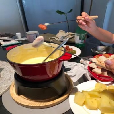 奶酪芝士巧克力火锅烧烤架酒精炉奶酪铸铁单锅 cast-iron fondue
