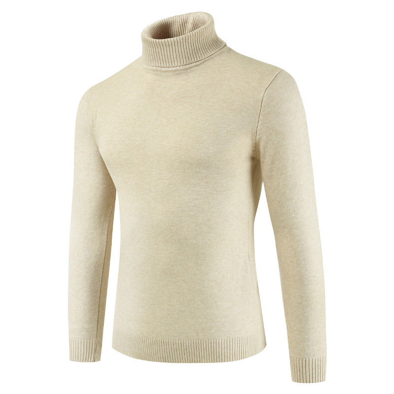 Pull tricoté à col roulé pour homme, couleur unie, chaud, décontracté, Slim, extensible, nouvelle collection automne et hiver_voghion.com